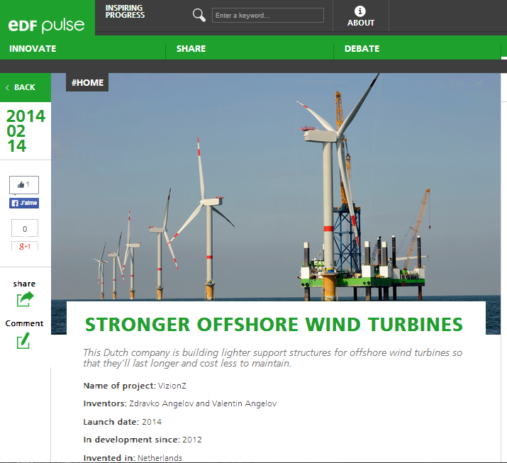 VizionZ application for the EDF Pulse Awards