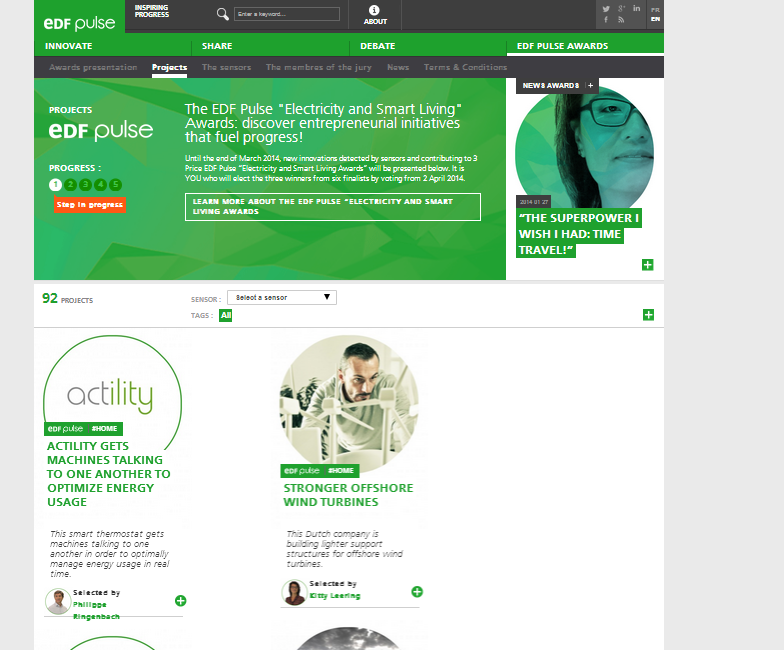 VizionZ application for the EDF Pulse Awards