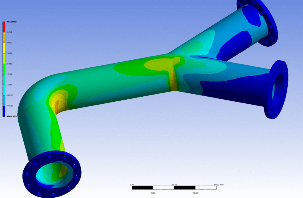 Structural stress detail from the coupled fluid-structure analysis